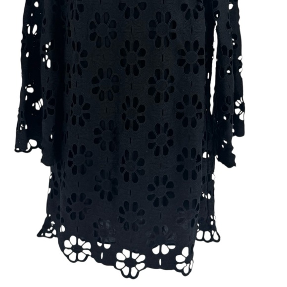 Tuckernuck NWT Black Lace Hutton Mini Dress – Size M – Bell Sleeve Shift Dress - Picture 4 of 10